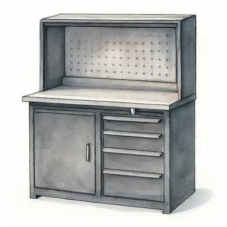 Water color illustrative image of a generic 73 in.  Professional Work Center Hutch, Black