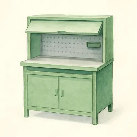 Water color illustrative image of a generic 73 in.  Professional Work Center Hutch, Green