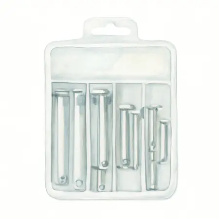 Water color illustrative image of a generic 74 Piece Clevis Pin Assortment