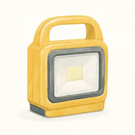 Water color illustrative image of a generic 750 Lumen Rechargeable Ultra-Compact Magnetic LED Floodlight, Yellow