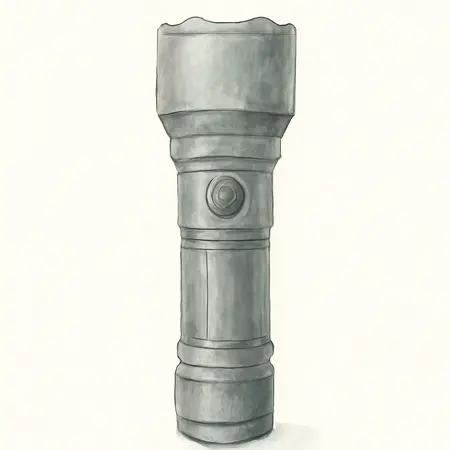 Water color illustrative image of a generic 750 Lumen Waterproof Tactical LED Flashlight