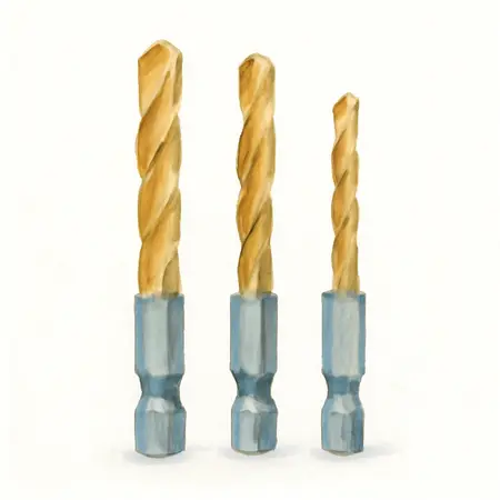 Water color illustrative image of a generic 7/64 in. Impact Rated Hex Shank Titanium Drill Bit Set, 3 Piece