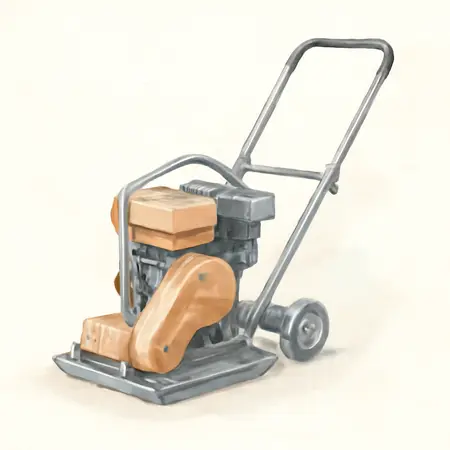 Water color illustrative image of a generic 7 HP Plate Compactor with Wheel Kit