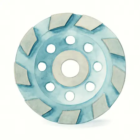 Water color illustrative image of a generic 7 In. Arrow Segmented Diamond Cup Wheel
