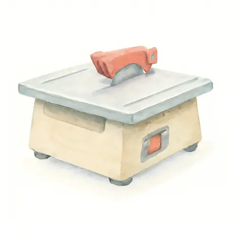 Water color illustrative image of a generic 4.8 Amp 7 in. Table Top Wet Cut Tile Saw