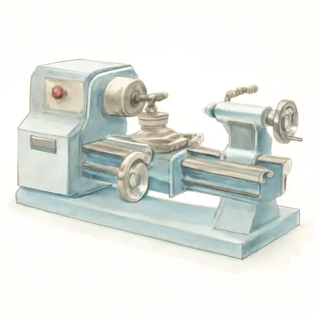 Water color illustrative image of a generic 7 in. x 10 in. Precision Benchtop Mini Lathe