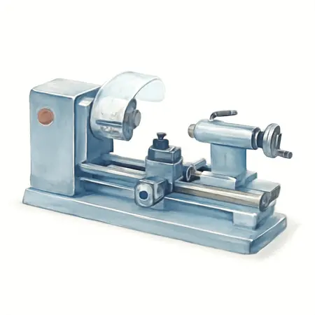 Water color illustrative image of a generic 7 in. x 12 in. Precision Benchtop Mini Lathe