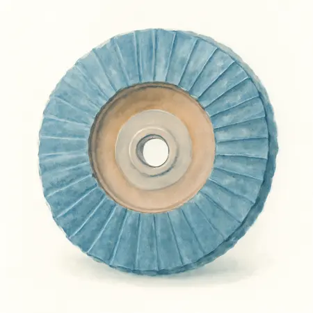 Water color illustrative image of a generic 7 in. x 5/8 in.-11 60-Grit Type 27 Flap Disc with Plastic Backing and Zirconia Grain