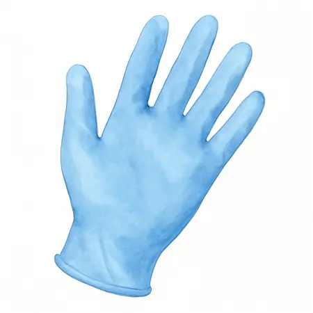 Water color illustrative image of a generic 7 mil Nitrile Powder-Free Gloves, 50 Pack, Large