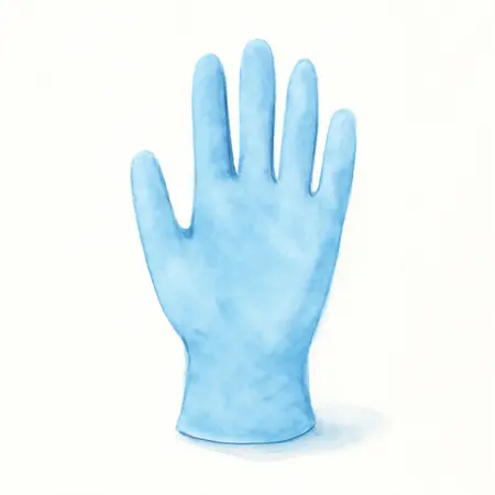 Water color illustrative image of a generic 7 mil Nitrile Powder-Free Gloves, 50 Pack, Medium