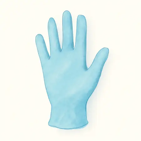 Water color illustrative image of a generic 7 mil Nitrile Powder-Free Gloves, 50 Pack, X-Large