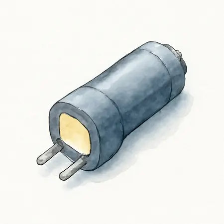 Water color illustrative image of a generic 80 Lumen 12V Rechargeable Mini Flashlight