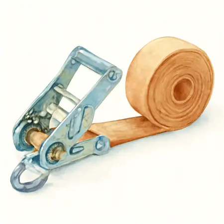 Water color illustrative image of a generic 833 lb. Capacity 2 in. x 20 ft. Ratcheting Tie Down