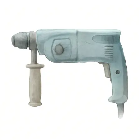 Water color illustrative image of a generic 8.5 Amp, 1 in. SDS-PLUS Type Variable-Speed Rotary Hammer