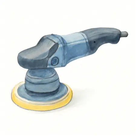 Water color illustrative image of a generic 8 Amp 6 in. Forced Rotation Dual Action Polisher
