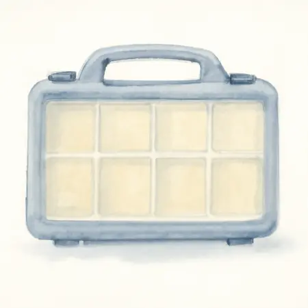 Water color illustrative image of a generic 8 Bin Large Portable Parts Storage Case