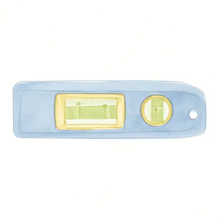 Water color illustrative image of a generic 8 In. Magnetic Torpedo Level with Angle Finder
