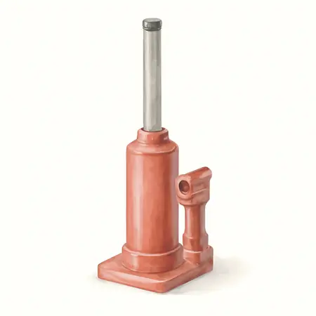 Water color illustrative image of a generic 8 Ton Heavy Duty Long Ram Hydraulic Flat Bottom Jack