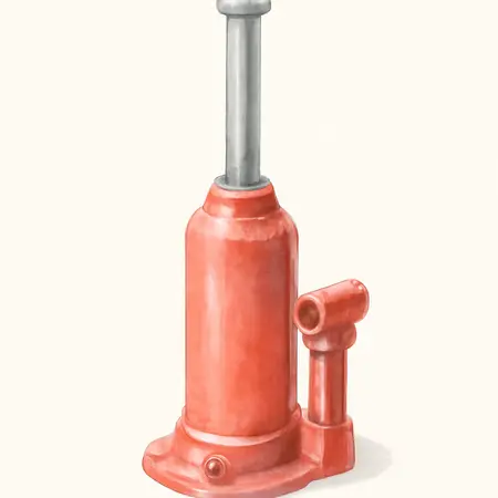 Water color illustrative image of a generic 8 Ton Long Ram Air/Hydraulic Jack
