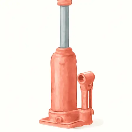 Water color illustrative image of a generic 8 Ton Long Ram Hydraulic Round Bottom Jack