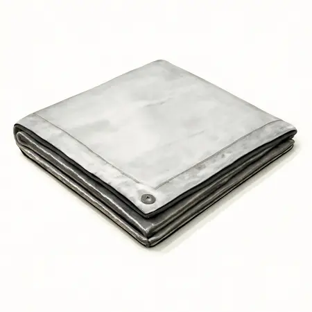 Water color illustrative image of a generic 8 ft. x 10 ft. Silver and Black Extreme-Duty, Weather-Resistant Tarp