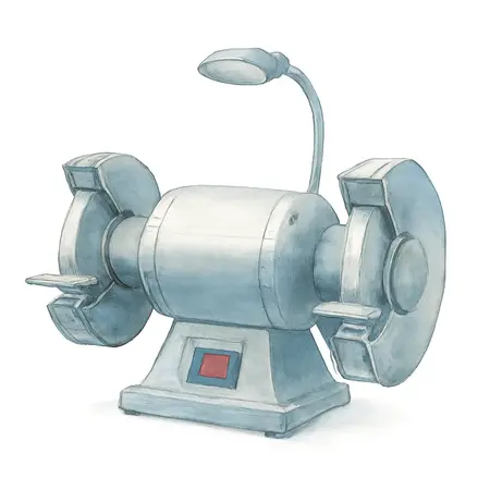 Water color illustrative image of a generic 8 in. Bench Grinder with LED Light