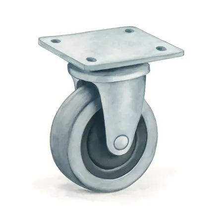 Water color illustrative image of a generic 8 in. Cushioned Rubber Rigid Caster