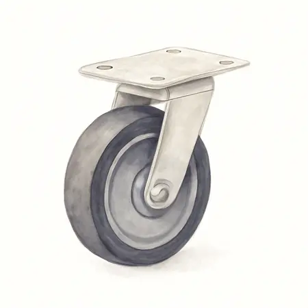 Water color illustrative image of a generic 8 in. Cushioned Rubber Swivel Caster