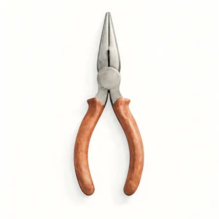 Water color illustrative image of a generic 8 in. Needle Nose Pliers