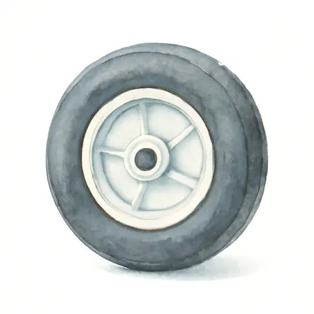 Water color illustrative image of a generic 8 in. Solid Rubber Tire with PVC Hub