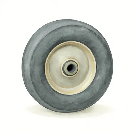 Water color illustrative image of a generic 8 in. Solid Rubber Tire with Steel Hub