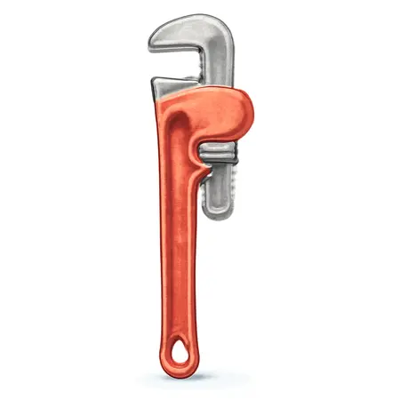 Water color illustrative image of a generic 8 in. Steel Pipe Wrench