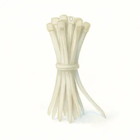 Water color illustrative image of a generic 8 in. White Cable Ties, 100 Pack