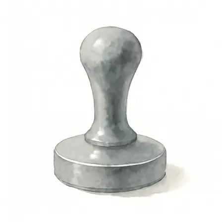 Water color illustrative image of a generic 8 in.  x 8 in. Cast Steel Tamper