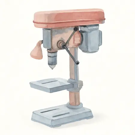 Water color illustrative image of a generic 8 in., 5-Speed Bench Drill Press with Light