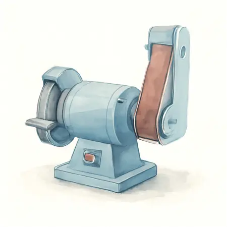 Water color illustrative image of a generic 8 in. Bench Grinder with Belt Sander