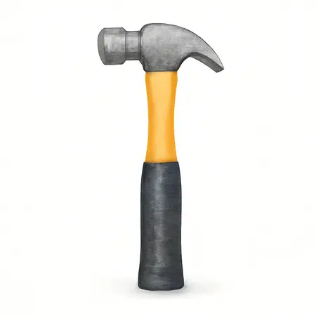 Water color illustrative image of a generic 8 oz. Stubby Ball Peen Hammer