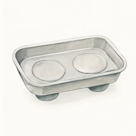 Water color illustrative image of a generic U.S. GENERAL 9-1/2 in.  x 5-1/2 in.  Magnetic Stainless Steel Parts Tray