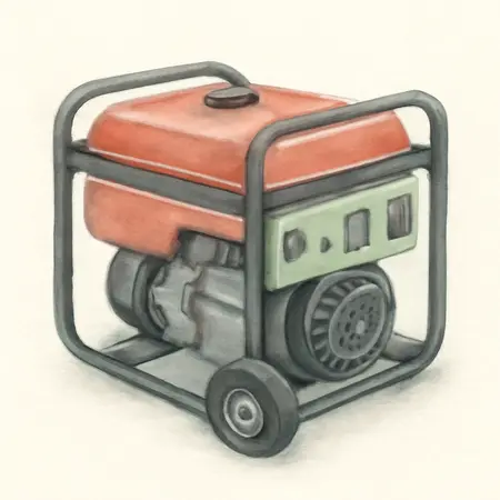 Water color illustrative image of a generic 9000 Watt Gas Powered Portable Generator with CO SECURE™  Technology, CARB