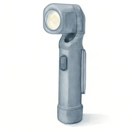 Water color illustrative image of a generic 900 Lumen Rechargeable Swivel Head LED Flashlight