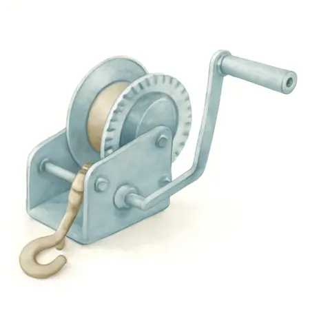 Water color illustrative image of a generic 900 lb. Capacity Hand Winch