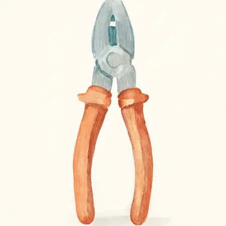 Water color illustrative image of a generic 9-1/2 in. High Leverage Linesman Pliers with Crimping Tool