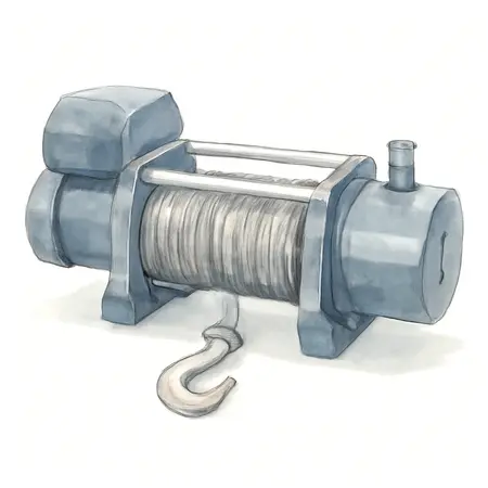 Water color illustrative image of a generic 9500 lb. Truck/SUV Winch with Wire Rope