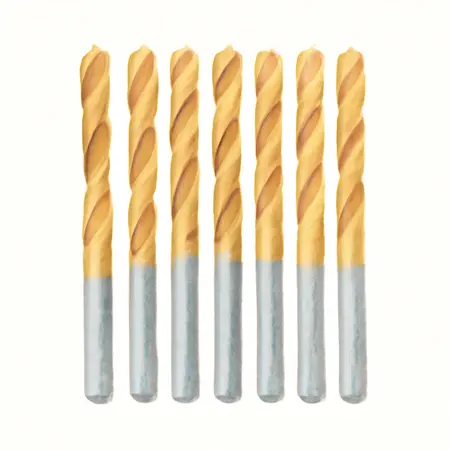 Water color illustrative image of a generic 9/64 in. Titanium High Speed Steel Drill Bits, 7 Piece