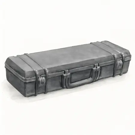 Water color illustrative image of a generic 9800 Weatherproof Protective Rifle Case, Long, Black