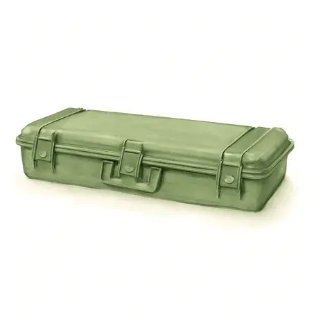 Water color illustrative image of a generic 9800 Weatherproof Protective Rifle Case, Long, Green