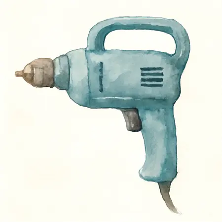 Water color illustrative image of a generic 9 Amp, 1/2 in. Variable-Speed D-Handle Drill