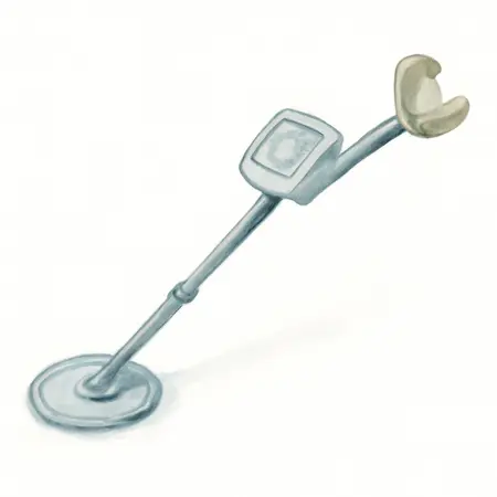 Water color illustrative image of a generic 9 Function Metal Detector with Arm Rest