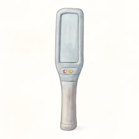 Water color illustrative image of a generic 9V Metal Detector Wand