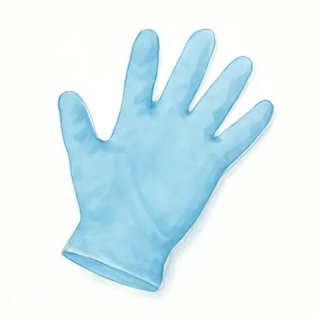 Water color illustrative image of a generic 9 mil Nitrile Powder-Free Gloves, Large, 50 Pack
